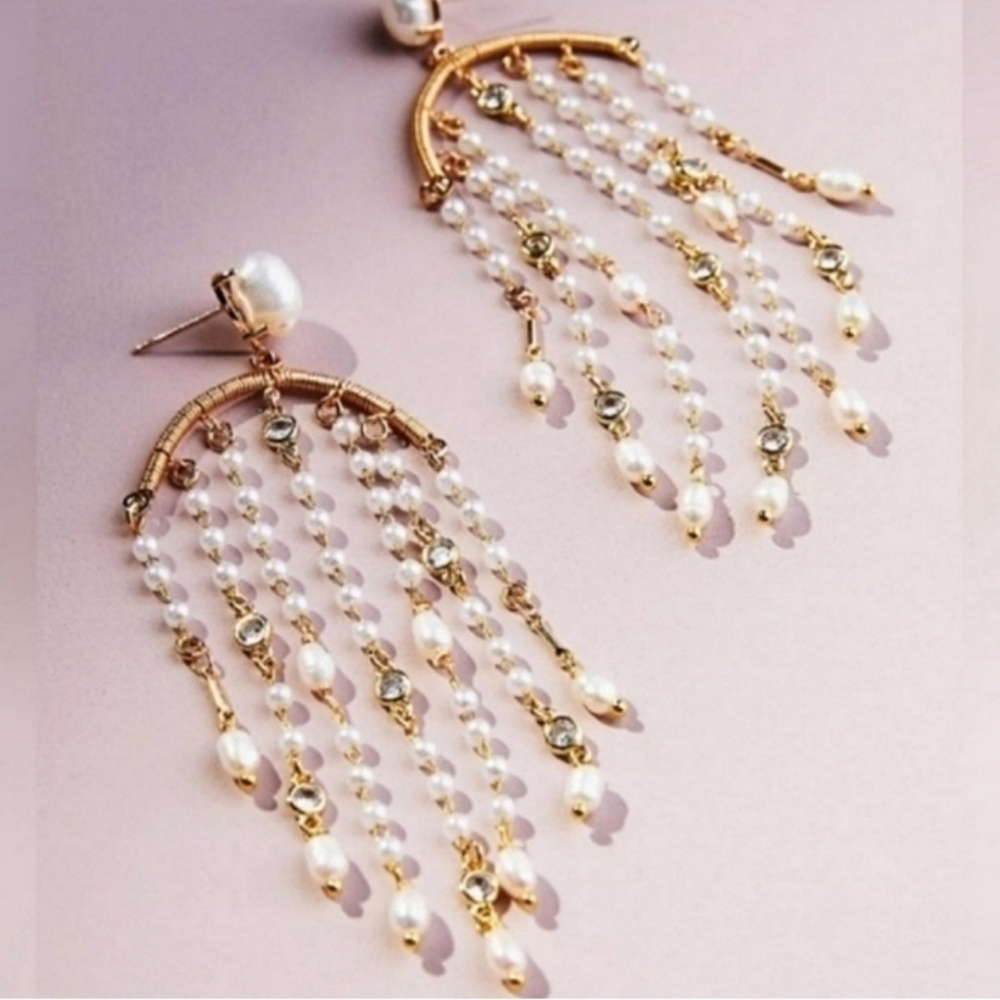 Anthropologie Pearl Waterfall Earrings